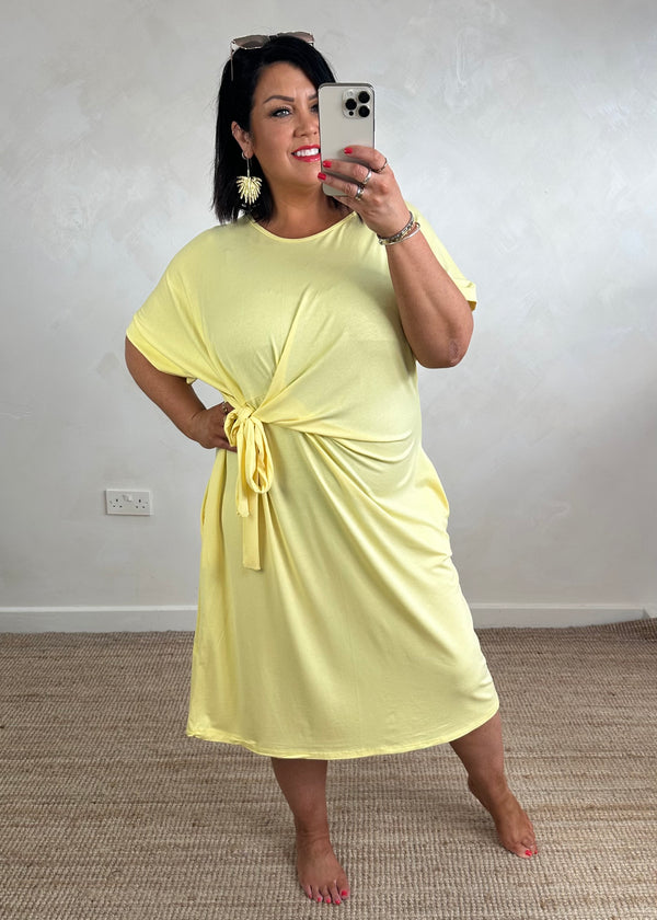 Leah tie dress - lemon