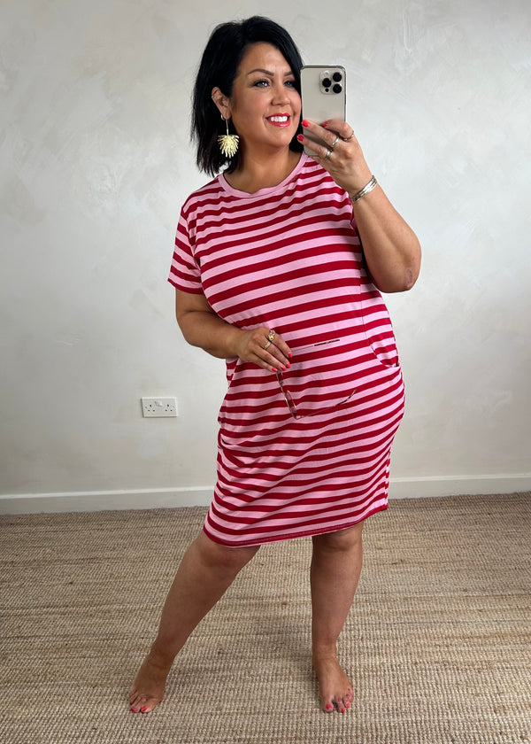 Blake striped dress - red/pink