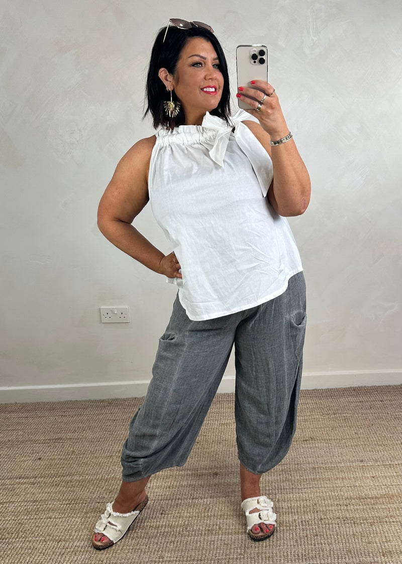 Daisy bow blouse - white