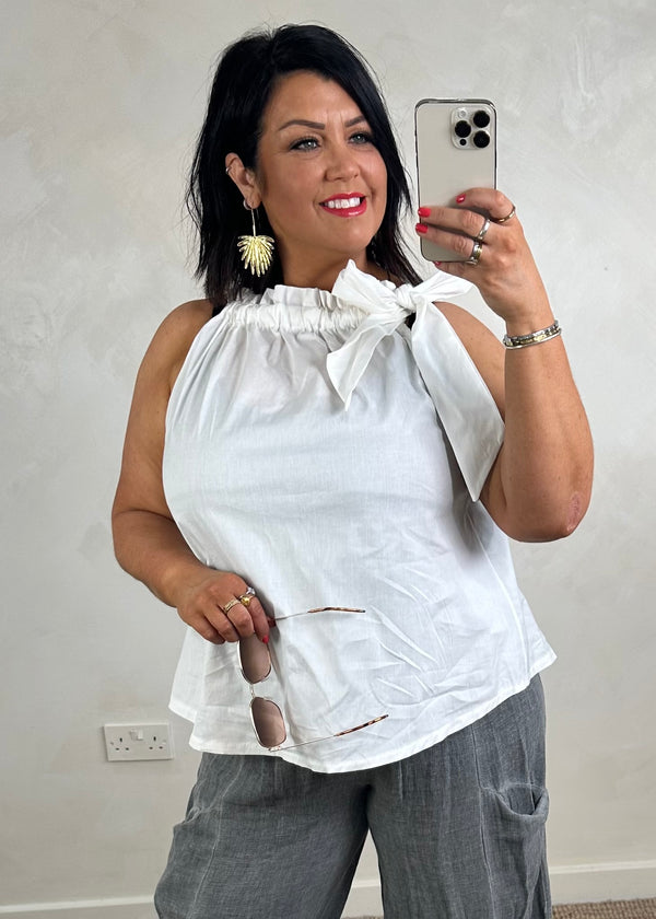 Daisy bow blouse - white