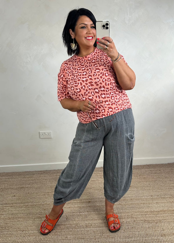 Bonnie leopard print tee - peach