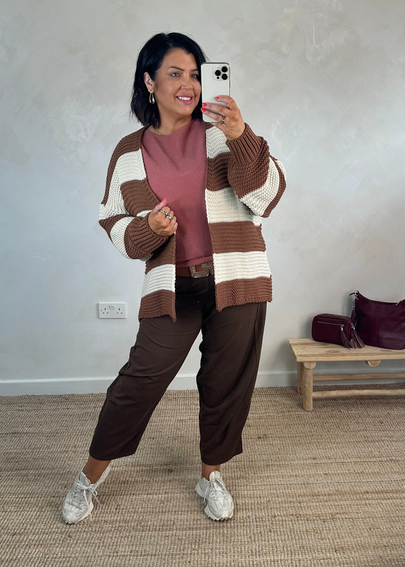 Luca Striped knit - chestnut/beige