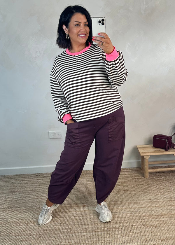 Leo striped sweater - cream/chocolate