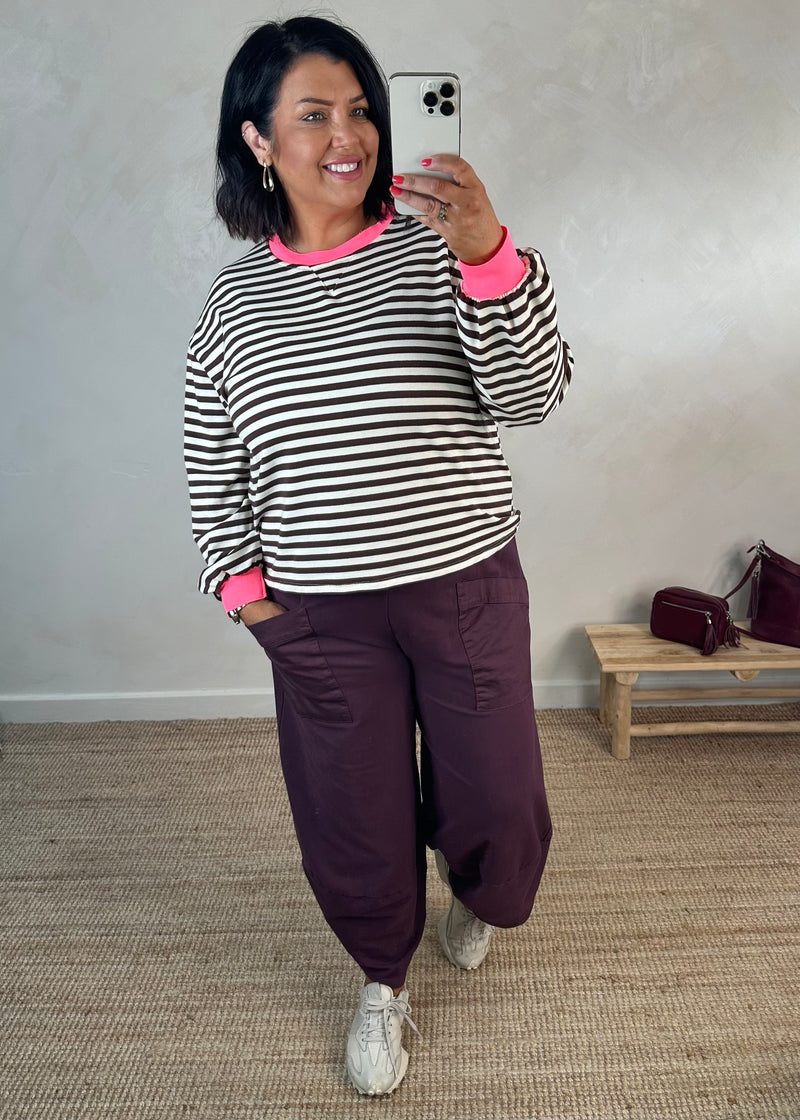 Moda casual pants - damson