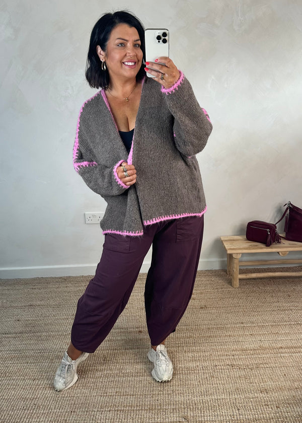 Ramona cardigan - pink/chocolate