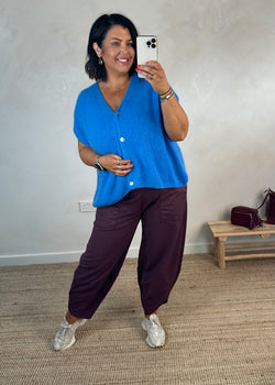 Lottie button knit - cerulean