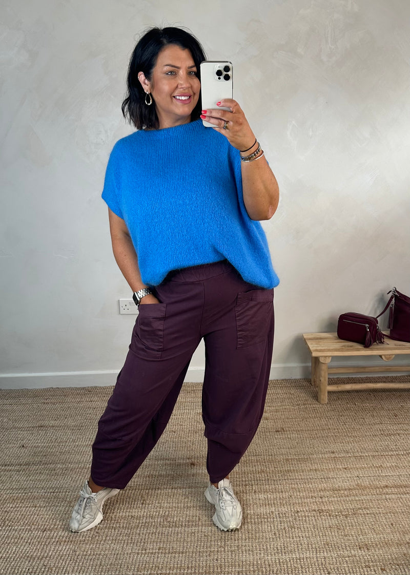 Lottie button knit - cerulean