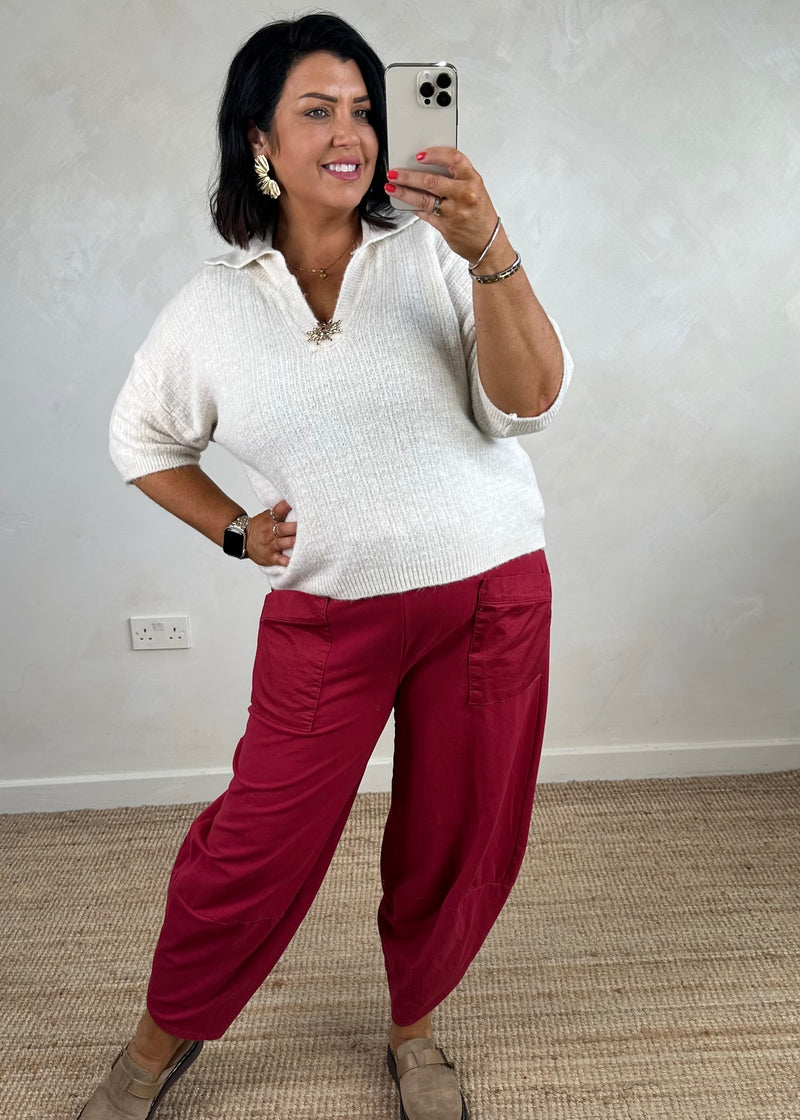 Moda casual pants - berry