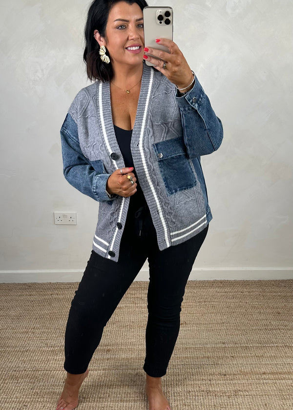 Alicia denim cardigan knit - grey