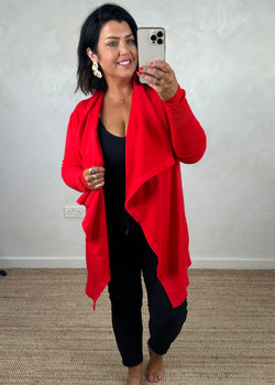 Palmer waterfall knit - red