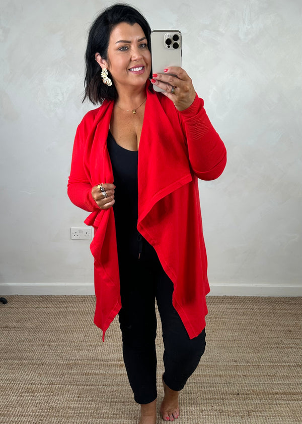 Palmer waterfall knit - red