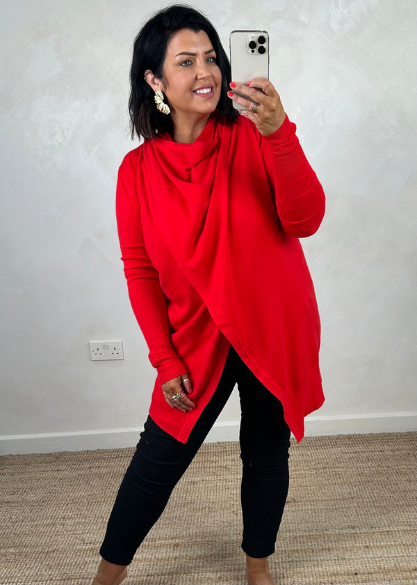 Palmer waterfall knit - red