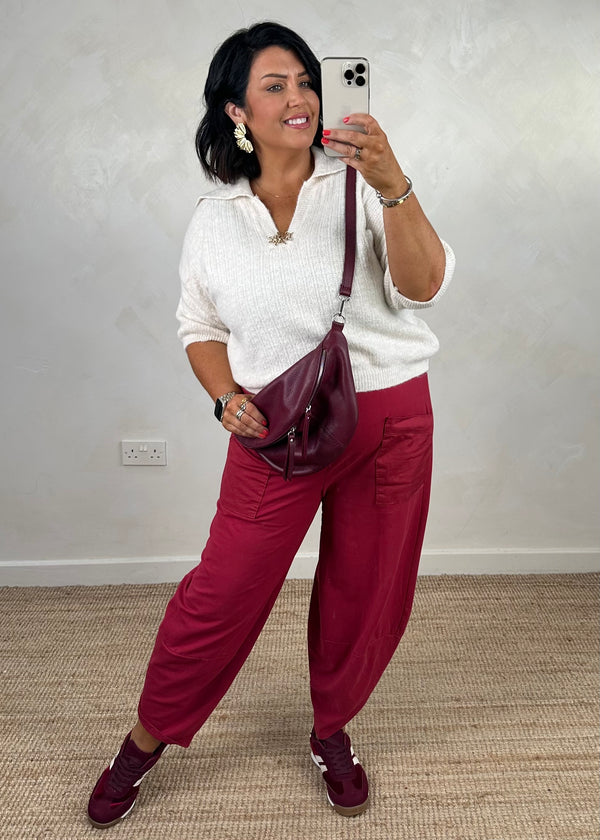 Moda casual pants - berry