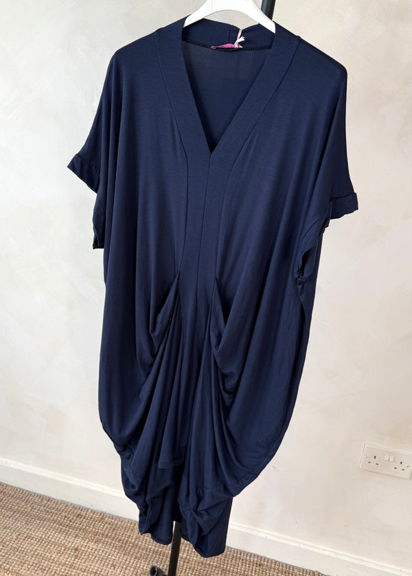 Phoebe draped midi - navy