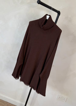 Tassel edge knit - chocolate
