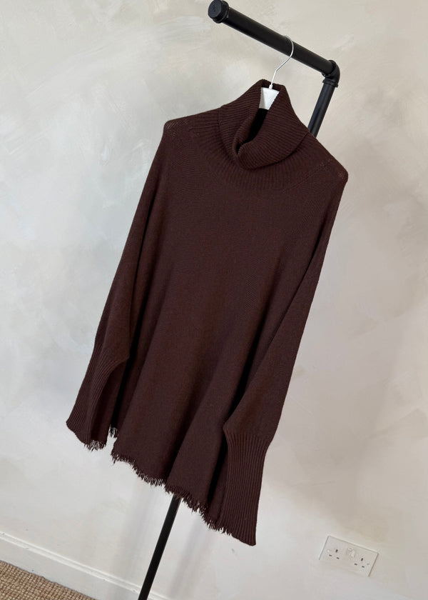 Tassel edge knit - chocolate