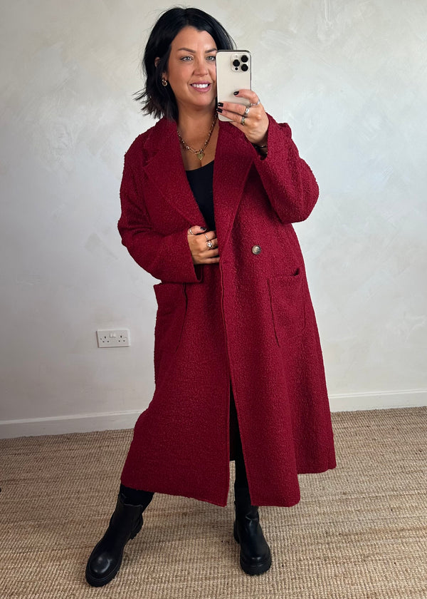 Hayley boucle coat - deep red