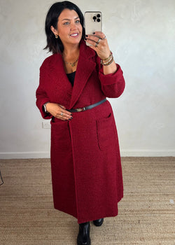 Hayley boucle coat - deep red