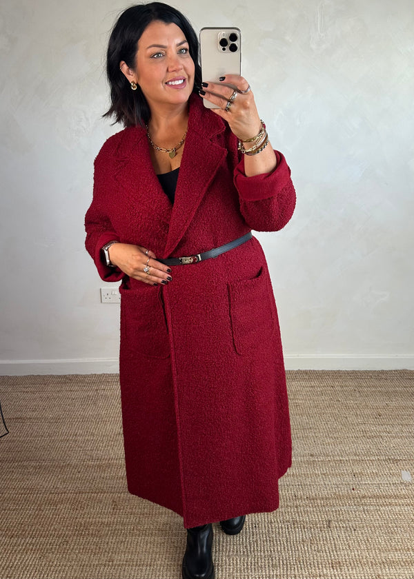 Hayley boucle coat - deep red
