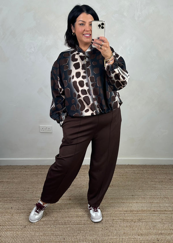 2 stripe bomber jacket - chocolate