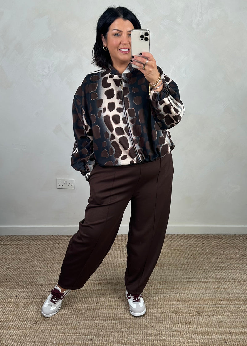 2 stripe bomber jacket - chocolate