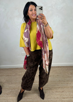 Ribbed velour Moda pants - chocolate