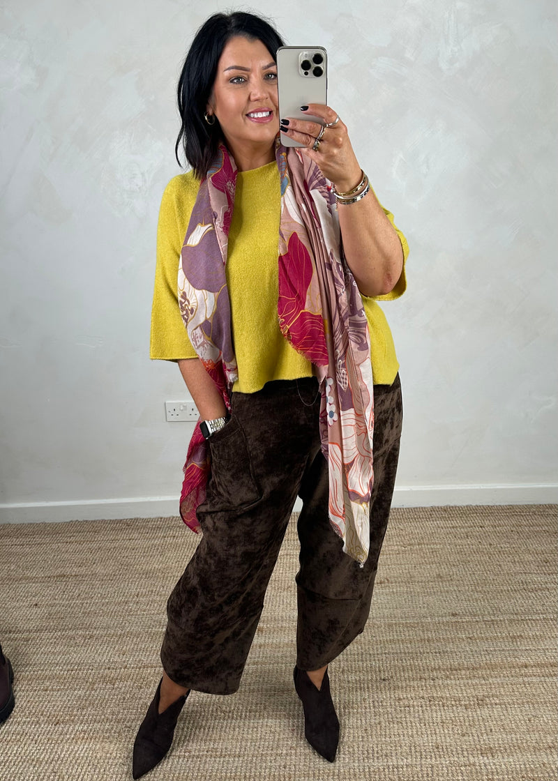 Ribbed velour Moda pants - chocolate