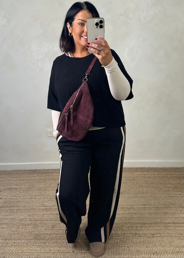 Prue striped trouser - black