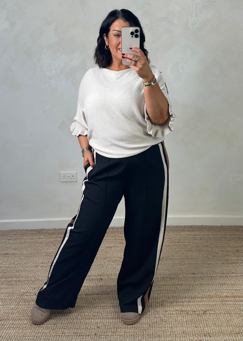 Prue striped trouser - black