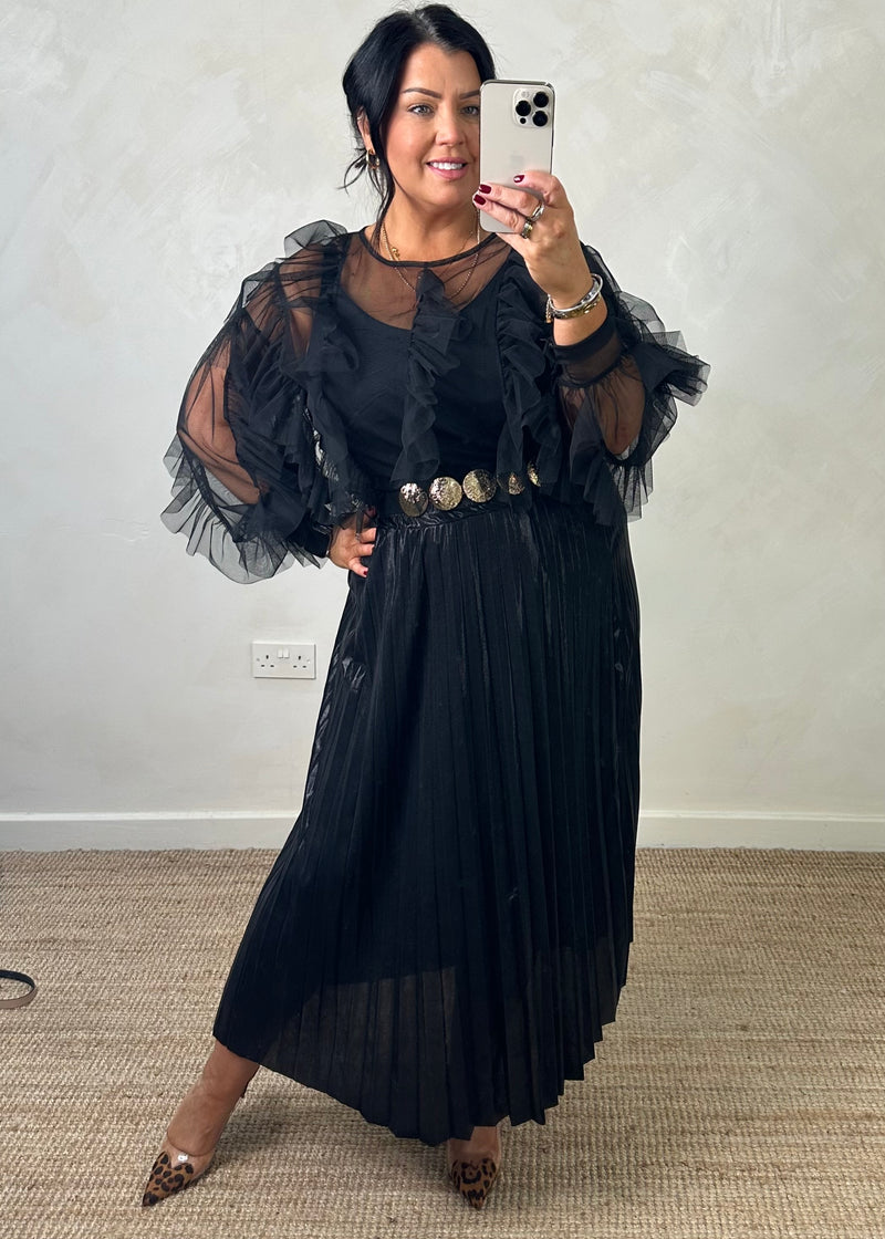 Fern pleated skirt - black