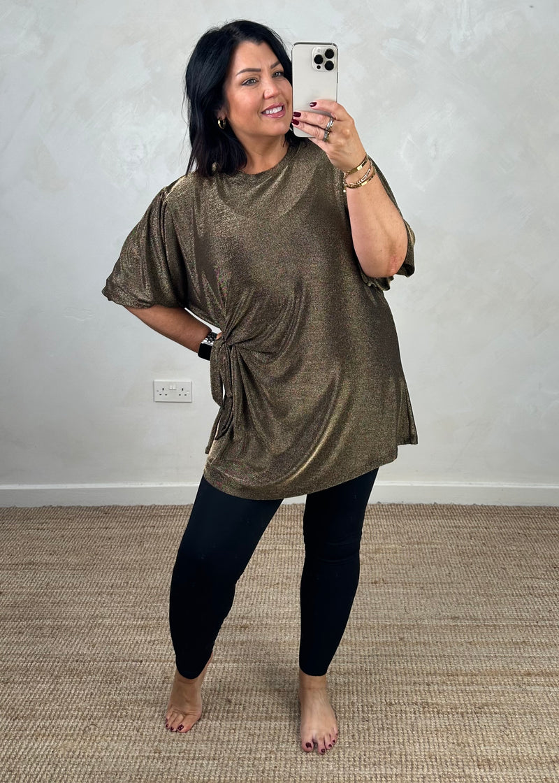 Glitz tie top - gold