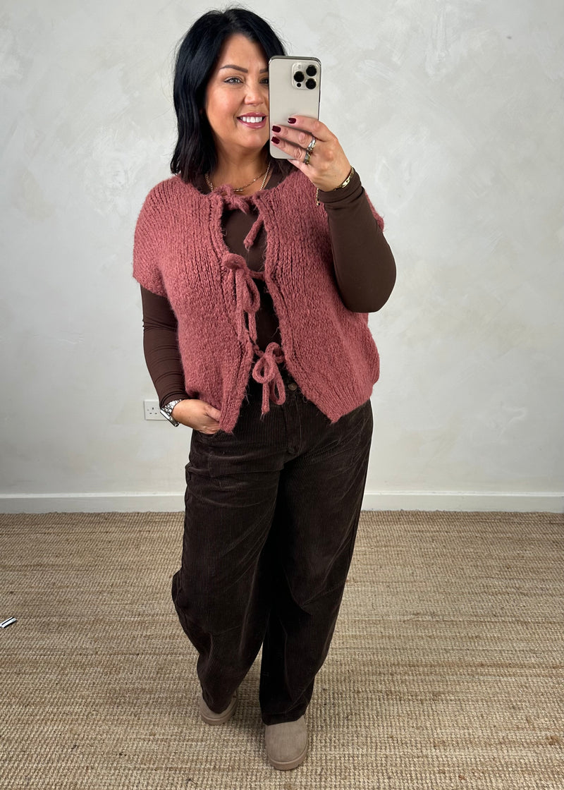 Shona tie front knit - autumn rose