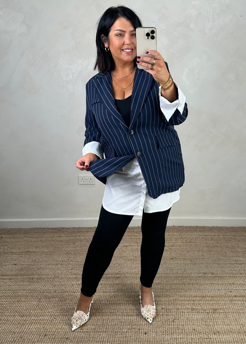 Pinstripe blazer - navy