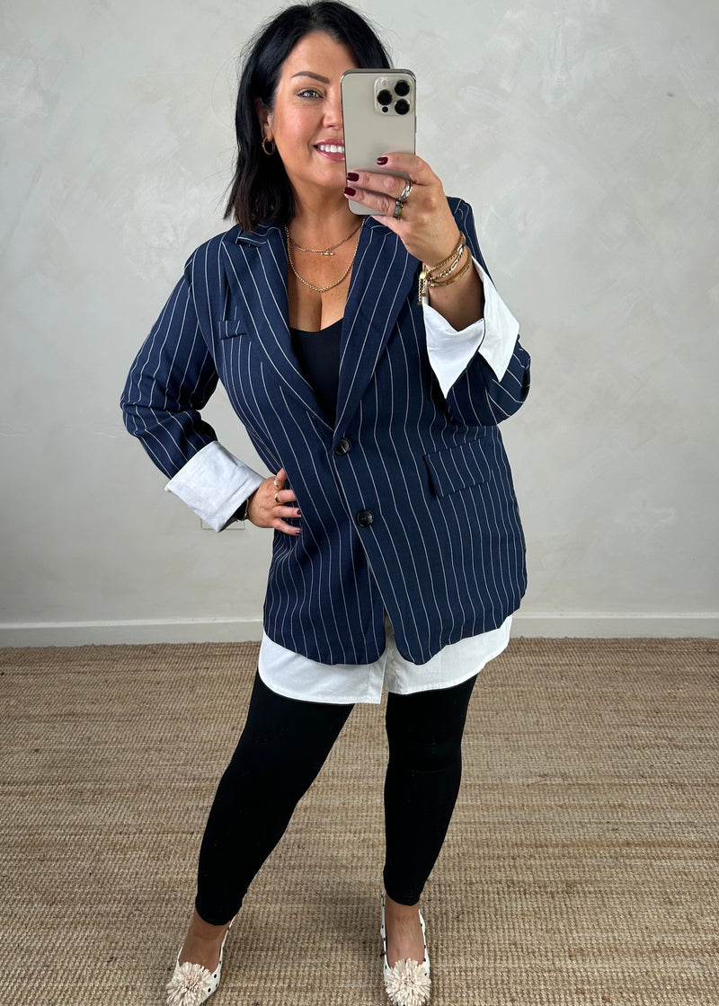 Pinstripe blazer - navy