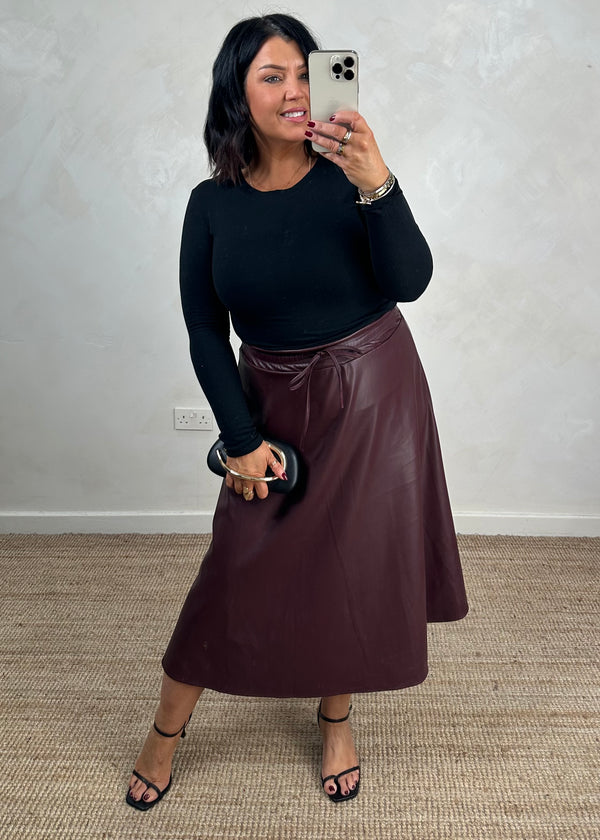 Mayci faux leather skirt - merlot