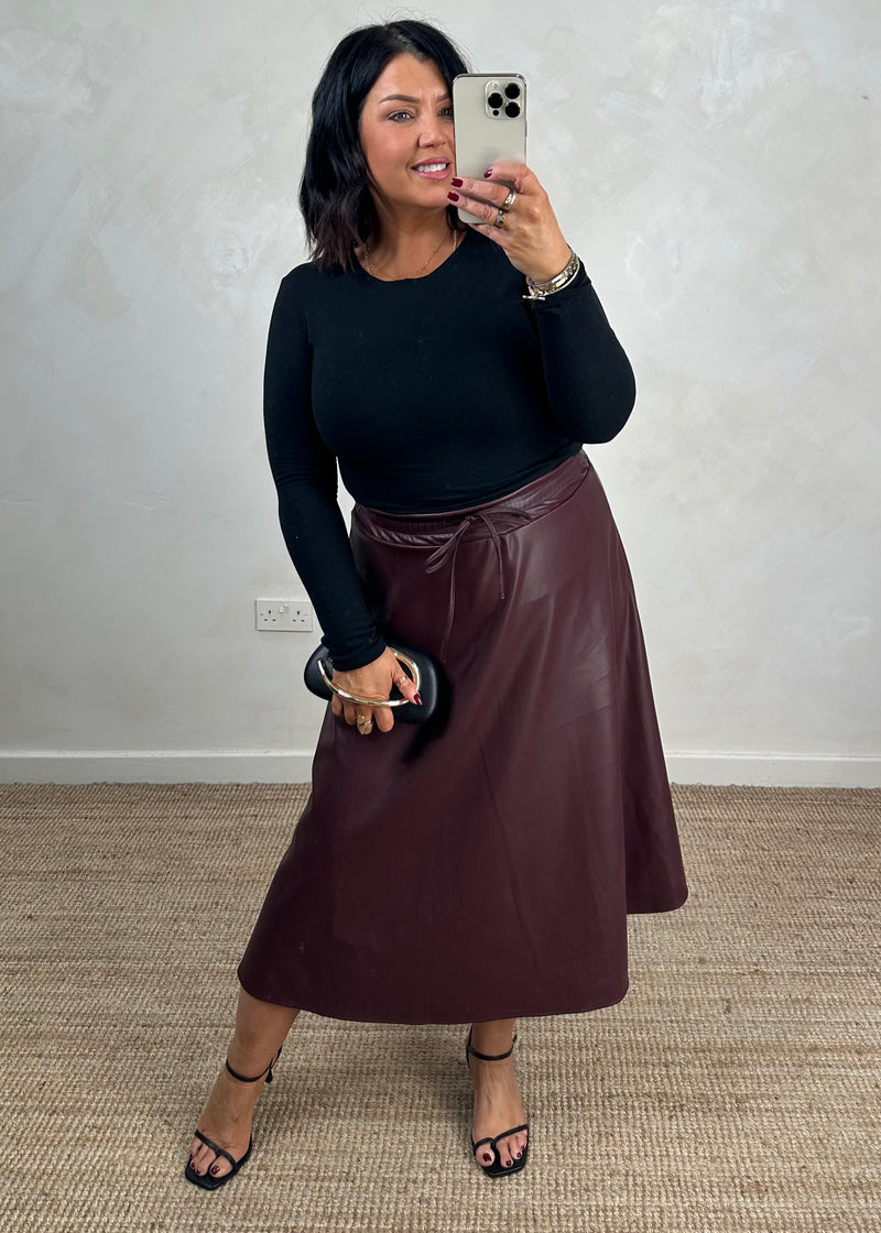 Mayci faux leather skirt - merlot