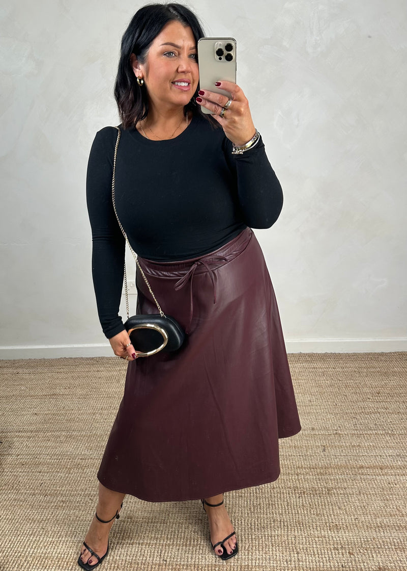 Mayci faux leather skirt - merlot