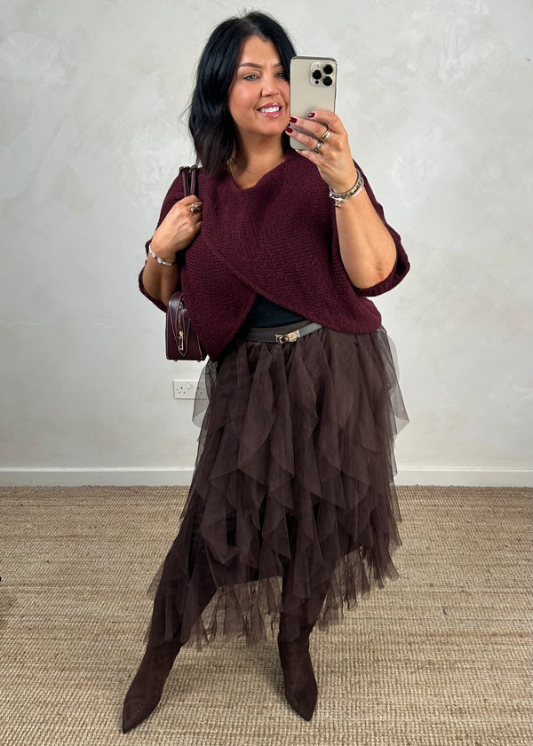 Anais cross front knit - Merlot