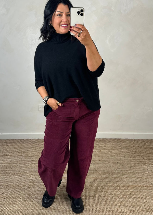 Mylie corduroy barrel leg trouser - Merlot