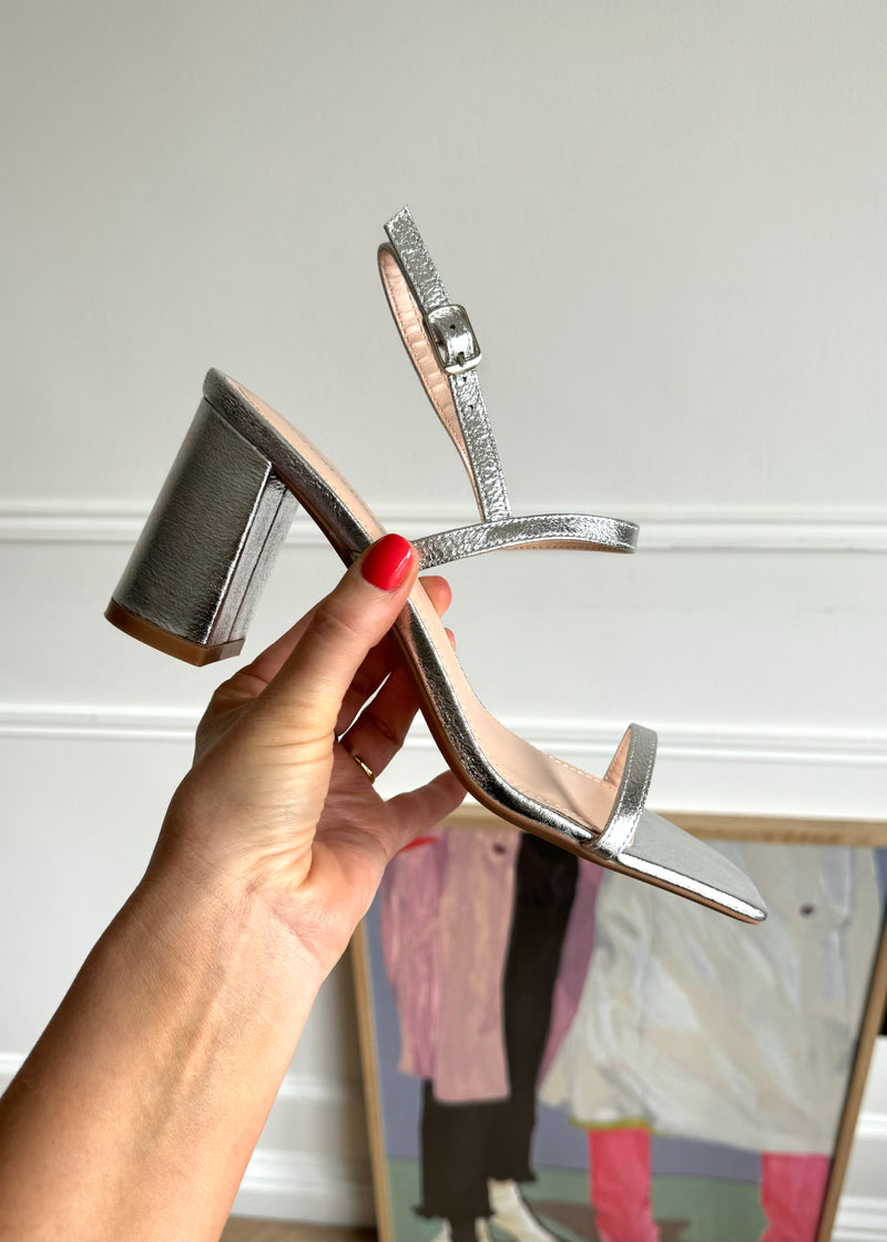 Sam strappy heel - silver
