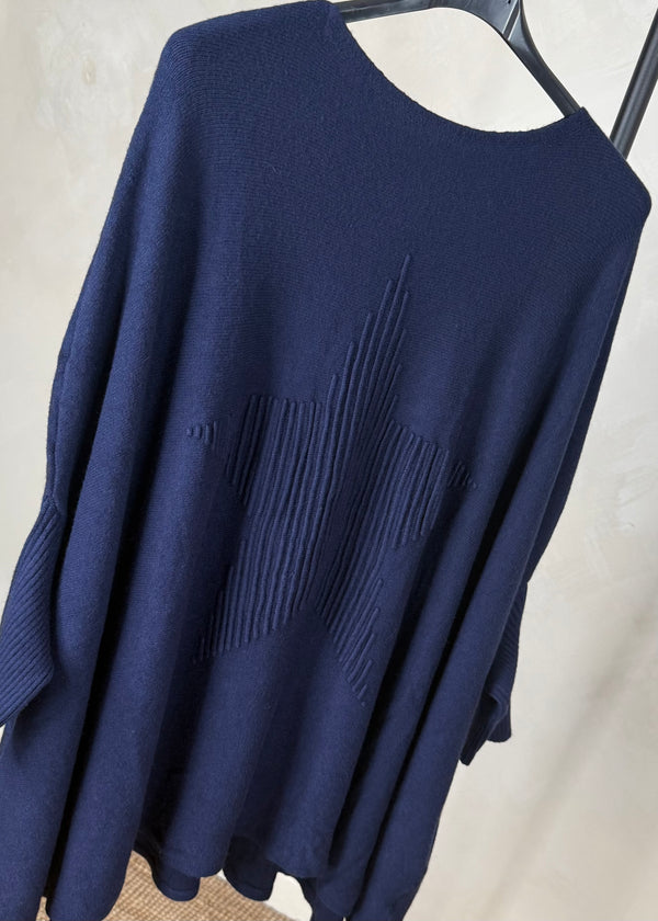 Diana ribbed star knit - navy