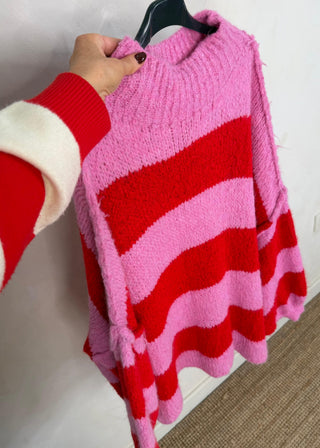 Striped Kurt grunge knit - Red/pink