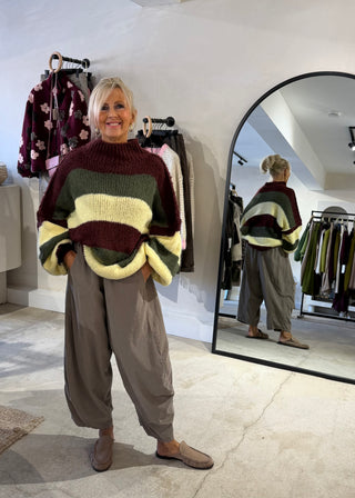 Striped Kurt grunge knit - Merlot 3 stripe