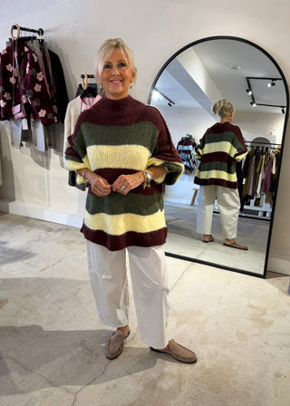 Striped Kurt grunge knit - Merlot 3 stripe