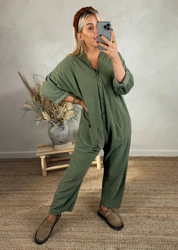 Drew corduroy jumpsuit - saffron