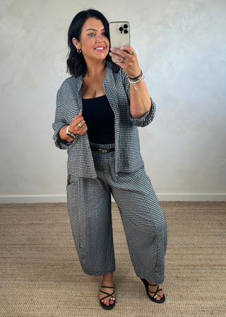 Millie gingham barrel leg trouser - Black