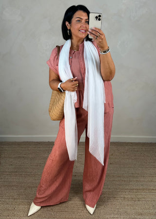 Crepe wide leg trouser - Terracotta