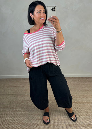 Junie barrel leg linen trouser - Black