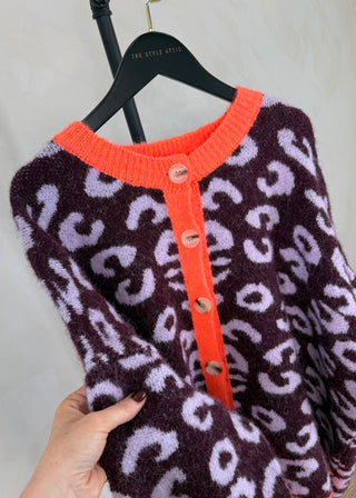 Sam chunky animal print knit - Aubergine