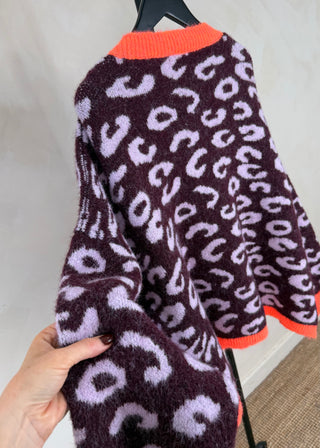 Sam chunky animal print knit - Aubergine